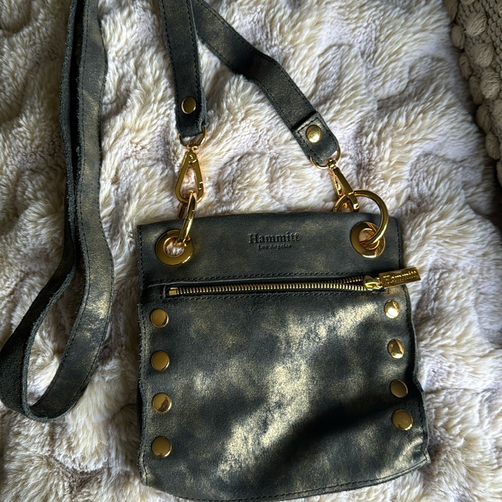 Hammitt Los Angeles Small Tony Brushed Gold Metallic Crossbody Bag Gold Hardware